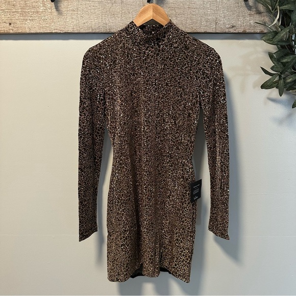 Lulus Party Instinct Black and Gold Leopard Mesh Sequin
Mini Dress Size Medium - Picture 12 of 14
